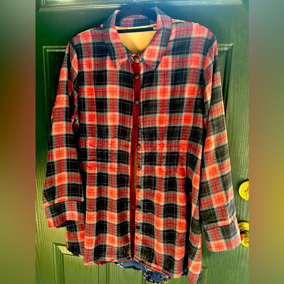 Flannel & Burn out velvet soft surroundings, top L petite longer in back - Picture 1 of 6